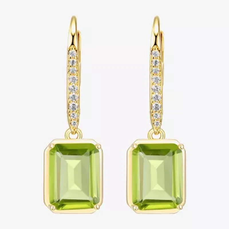 Gemstone 18K Gold Over Silver Drop Earrings
