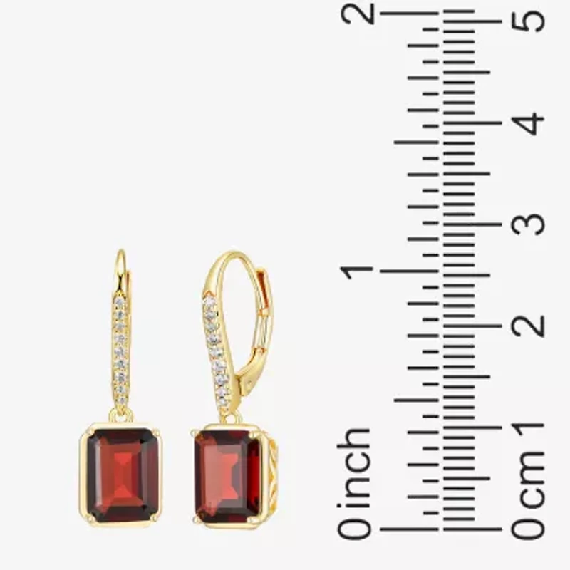 Gemstone 18K Gold Over Silver Drop Earrings