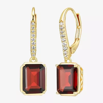 Gemstone 18K Gold Over Silver Drop Earrings