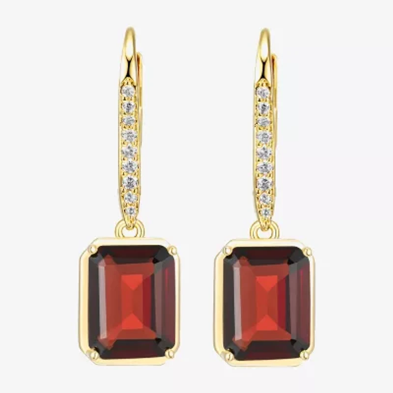 Gemstone 18K Gold Over Silver Drop Earrings