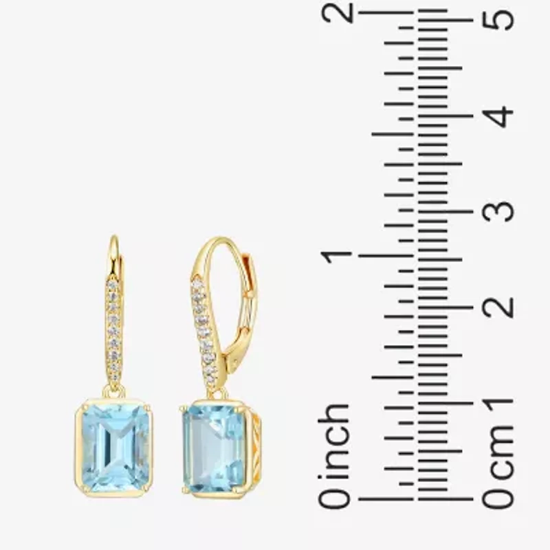 Gemstone 18K Gold Over Silver Drop Earrings