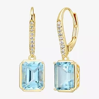Gemstone 18K Gold Over Silver Drop Earrings