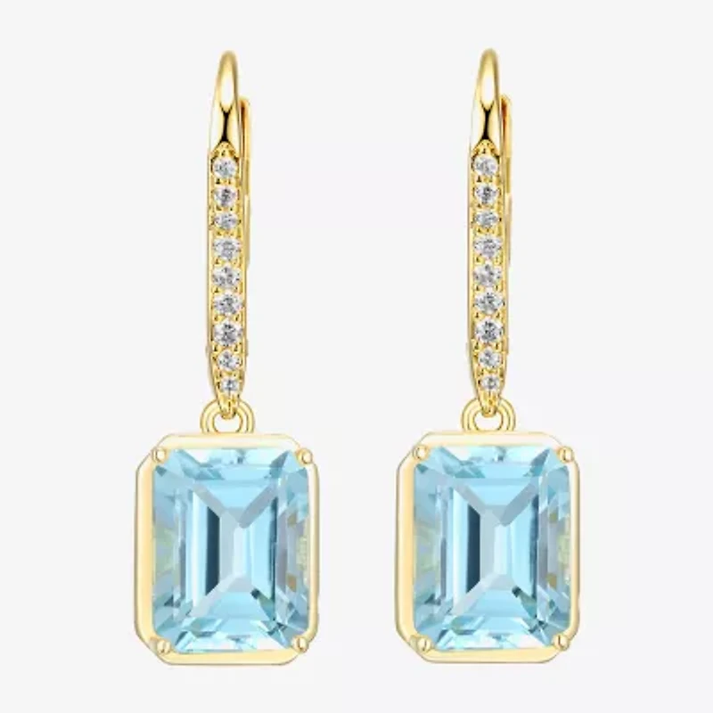 Gemstone 18K Gold Over Silver Drop Earrings
