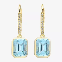 Gemstone 18K Gold Over Silver Drop Earrings