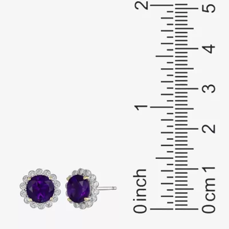 Gemstone Sterling Silver 10.3mm Flower Stud Earrings
