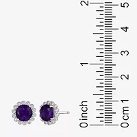Gemstone Sterling Silver 10.3mm Flower Stud Earrings