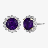 Gemstone Sterling Silver 10.3mm Flower Stud Earrings