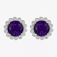 Gemstone Sterling Silver 10.3mm Flower Stud Earrings