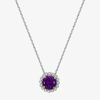 Womens Gemstone Sterling Silver Flower Pendant Necklace