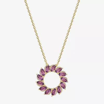 Womens Gemstone 18K Gold Over Silver Circle Pendant Necklace