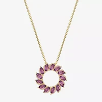 Womens Gemstone 18K Gold Over Silver Circle Pendant Necklace