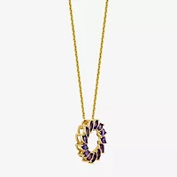Womens Gemstone 18K Gold Over Silver Circle Pendant Necklace