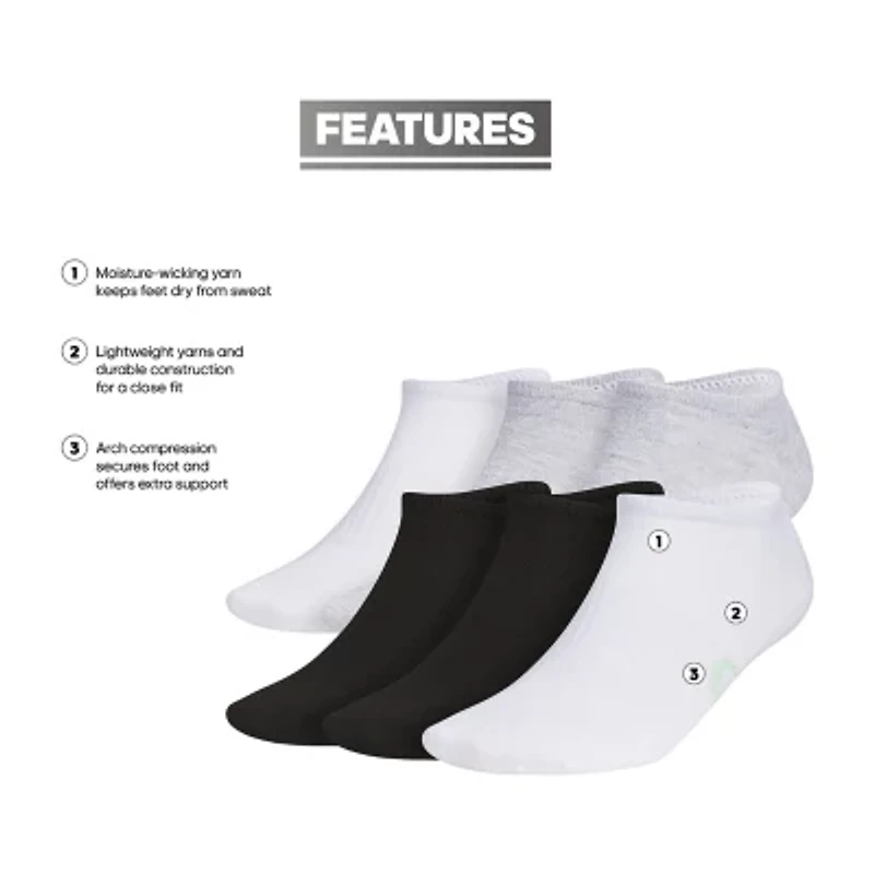 adidas Superlite Mens Multi-Pack 6 Pair No Show Socks
