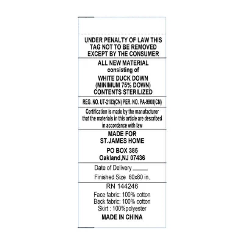 Royal Velvet European White Down Mattress Pad