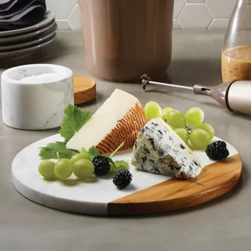 Anolon Marble Teakwood 10" Round Cutting and Serving Board