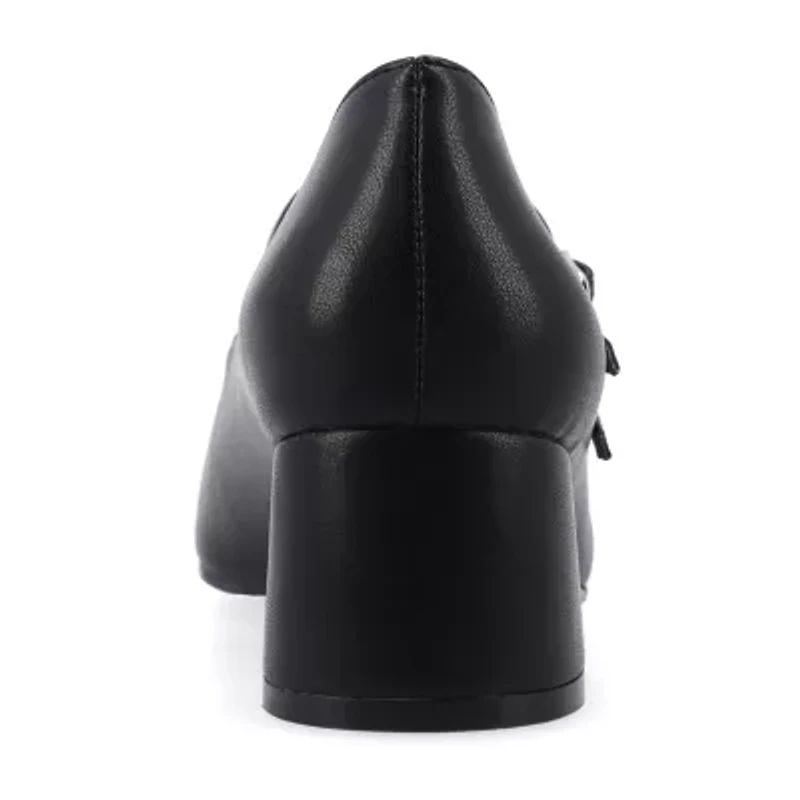 Journee Collection Nally Womens Square Closed Toe Block Heel Pumps
