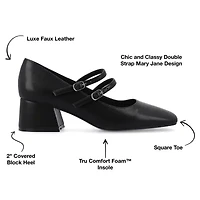 Journee Collection Nally Womens Square Closed Toe Block Heel Pumps