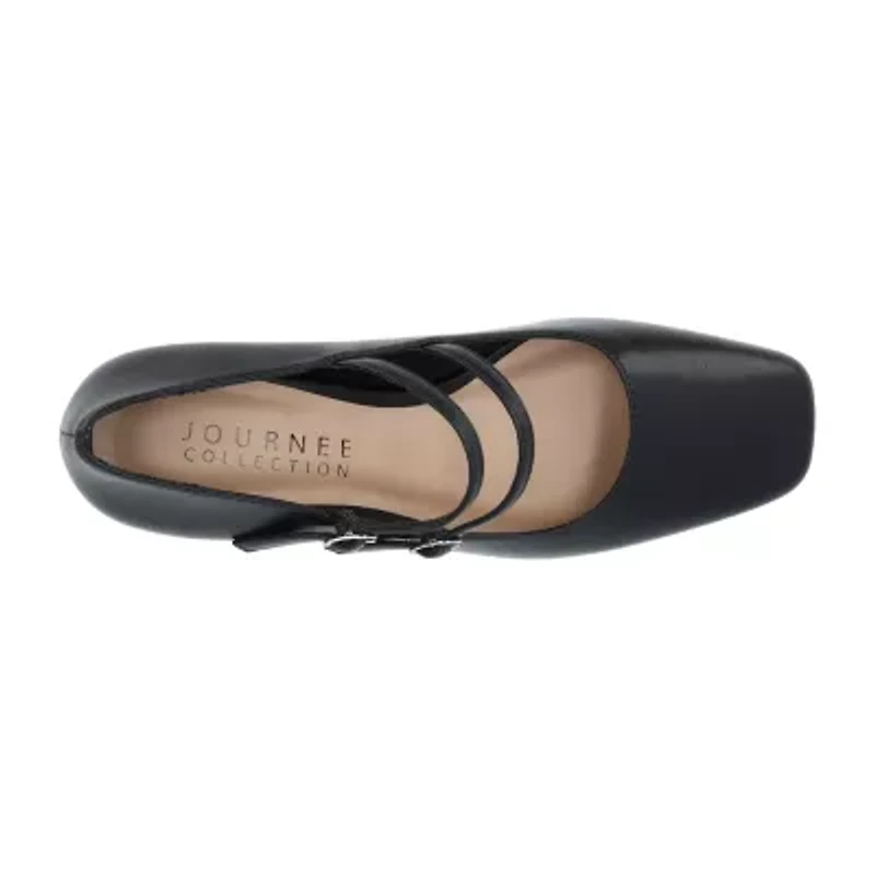 Journee Collection Nally Womens Square Closed Toe Block Heel Pumps