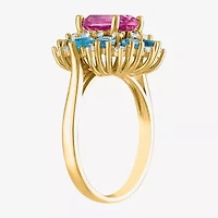 Womens Genuine Pink Topaz 14K Gold Over Silver Oval Cocktail Ring