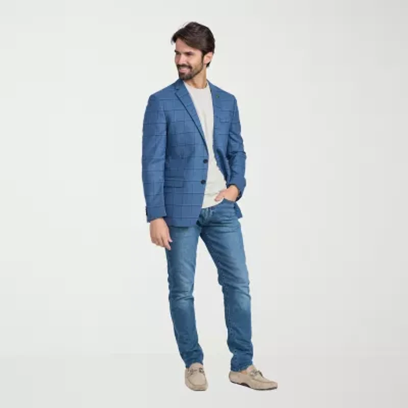 CRICKETEER™ Mens Windowpane Stretch Fabric Sport Coat