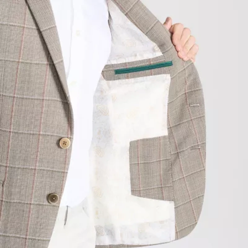 CRICKETEER™ Mens Windowpane Stretch Fabric Regular Fit Sport Coat