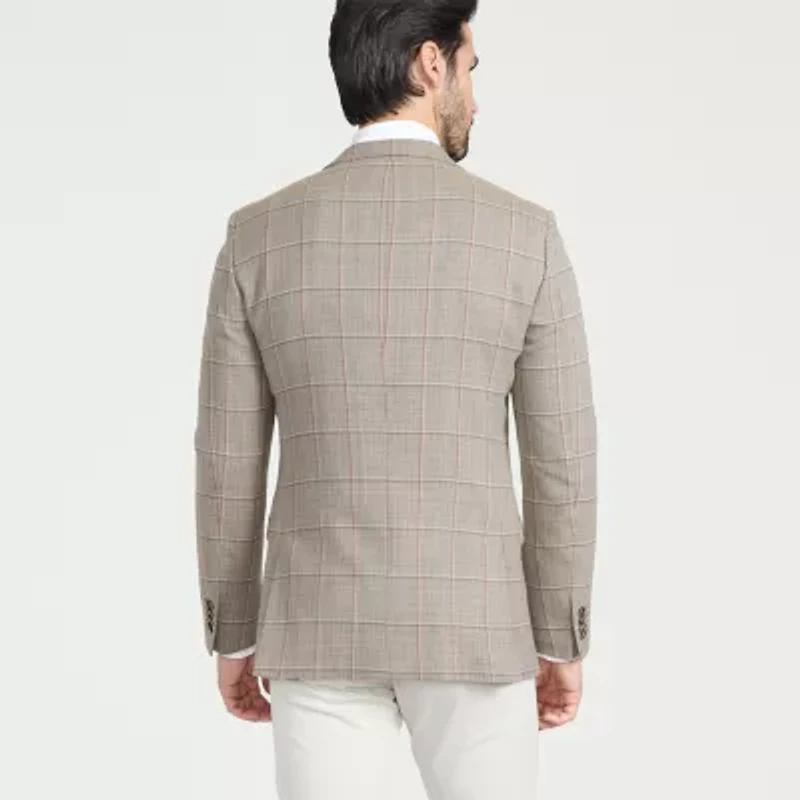 CRICKETEER™ Mens Windowpane Stretch Fabric Regular Fit Sport Coat