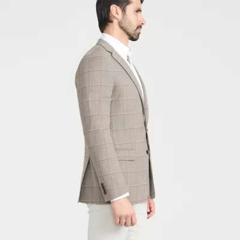 CRICKETEER™ Mens Windowpane Stretch Fabric Regular Fit Sport Coat