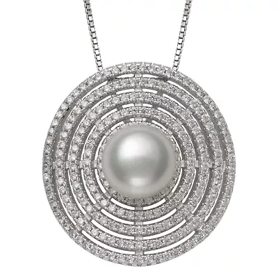 Womens White Cultured Freshwater Pearl Sterling Silver Inch Pendant Necklace