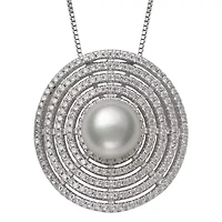 Womens White Cultured Freshwater Pearl Sterling Silver Inch Pendant Necklace