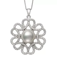 Womens White Cultured Freshwater Pearl Sterling Silver Inch Pendant Necklace