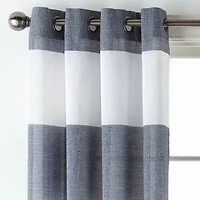 JCPenney Home Metallic Stripe Grommet Top Sheer Single Curtain Panel