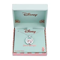 Disney Classics Womens Crystal Pure Silver Over Brass Heart 16 Inch Pendant Necklace