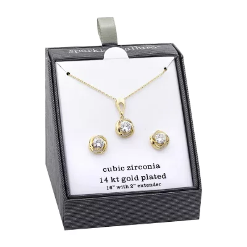 Sparkle Allure Womens Cubic Zirconia 14K Gold Over Brass Knot 2-pc. Jewelry Set