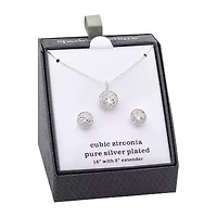 Sparkle Allure Womens Blue Cubic Zirconia Pure Silver Over Brass Round 2-pc. Jewelry Set