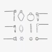 Bijoux Bar Delicates Womens Simulated Pearl 6 Pair Earring Set