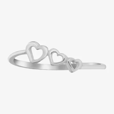 Itsy Bitsy Womens Sterling Silver Heart Hypoallergenic Delicate Cocktail Ring