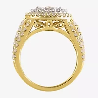 (H-I / I1) Womens 2 CT. T.W. Lab Grown White Diamond 10K Gold Pear Halo Cocktail Ring