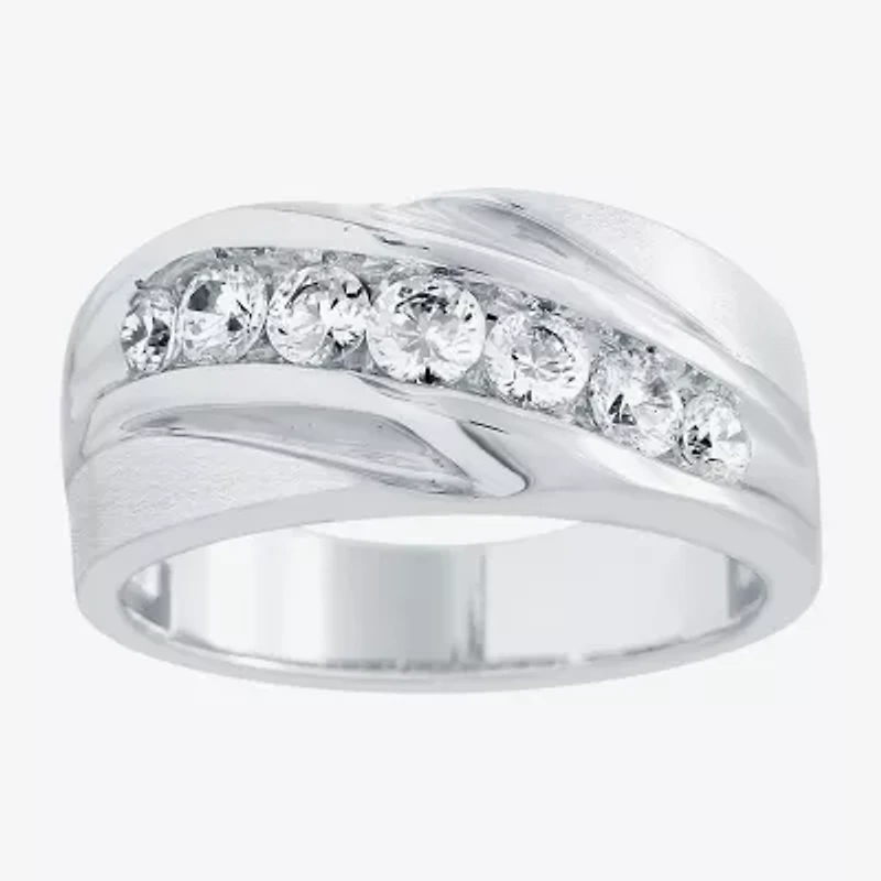 (H-I / I1) Mens 5MM 1 CT. T.W. Lab Grown White Diamond 10K Gold Wedding Band