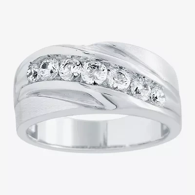 (H-I / I1) Mens 5MM 1 CT. T.W. Lab Grown White Diamond 10K Gold Wedding Band