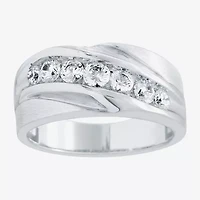 (H-I / I1) Mens 5MM 1 CT. T.W. Lab Grown White Diamond 10K Gold Wedding Band