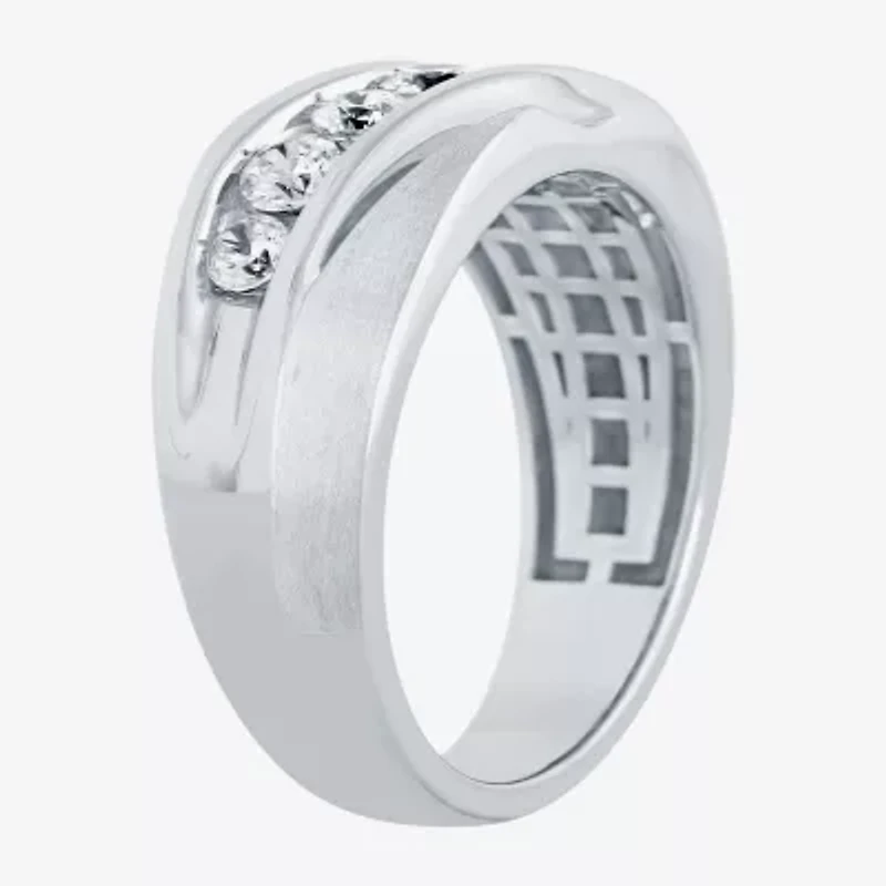 (H-I / I1) Mens 5MM 1 CT. T.W. Lab Grown White Diamond 10K Gold Wedding Band