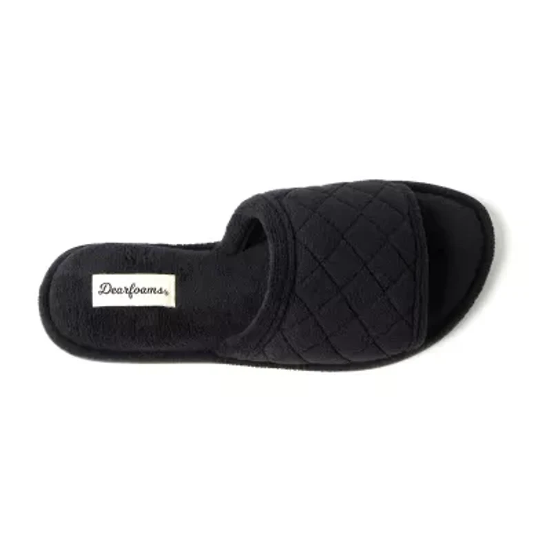 Dearfoams Beatrice Quilted Terry Womens Memory Foam Slip-On Slippers