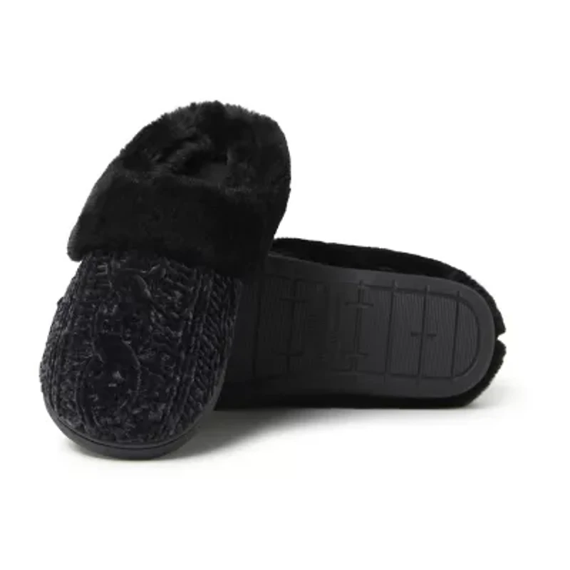 Dearfoams Claire Cable Knit Chenille Womens Memory Foam Clog Slippers