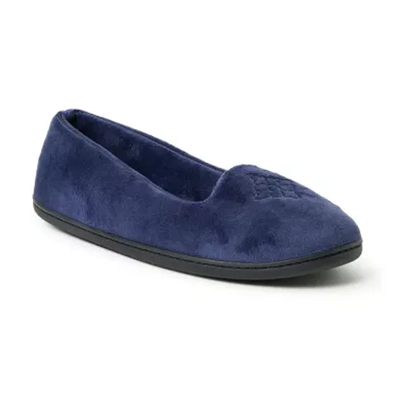 Dearfoams Rebecca Microfiber Velour Closed Back Womens Memory Foam Slip-On Slippers