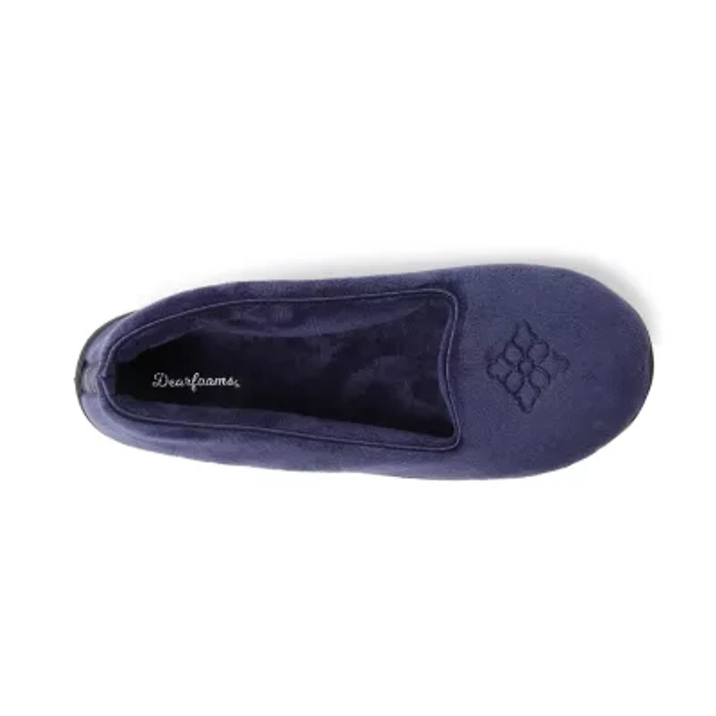 Dearfoams Rebecca Microfiber Velour Closed Back Womens Memory Foam Slip-On Slippers