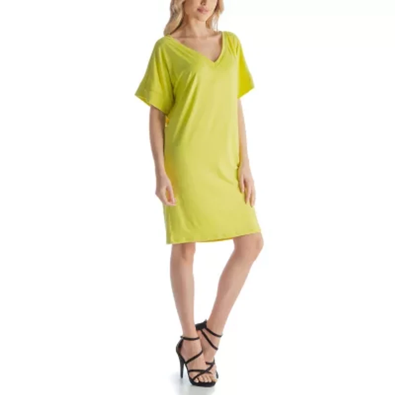 24seven Comfort Apparel Womens Short Sleeve A-Line Dress