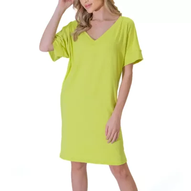 24seven Comfort Apparel Womens Short Sleeve A-Line Dress