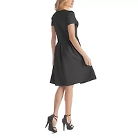 24seven Comfort Apparel Womens Short Sleeve Fit + Flare Dress