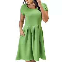 24seven Comfort Apparel Womens Short Sleeve Fit + Flare Dress