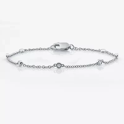 10K White Gold 7 1/2 Inch Solid Link Bracelet